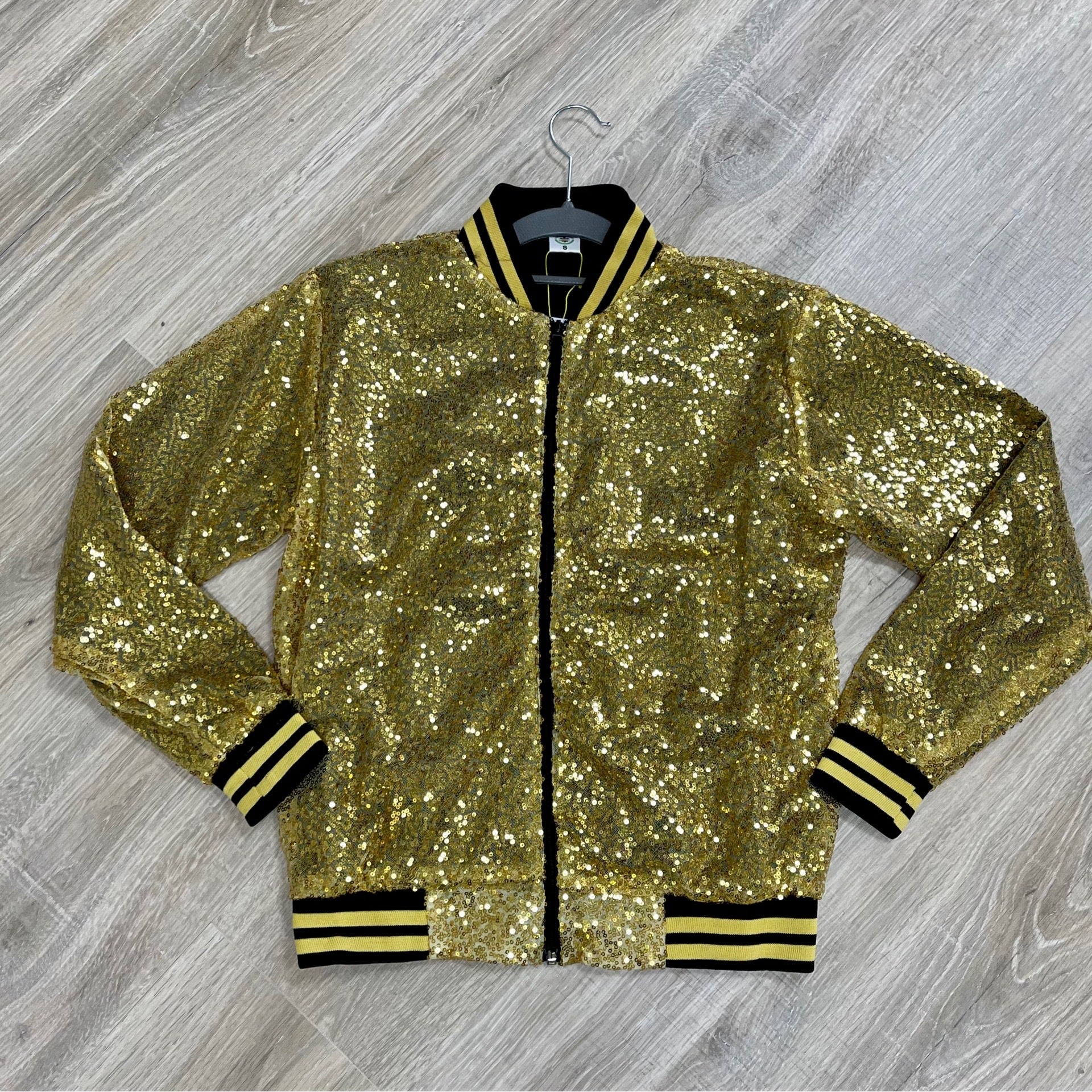 Gold Sequin Zip-Up Jacket