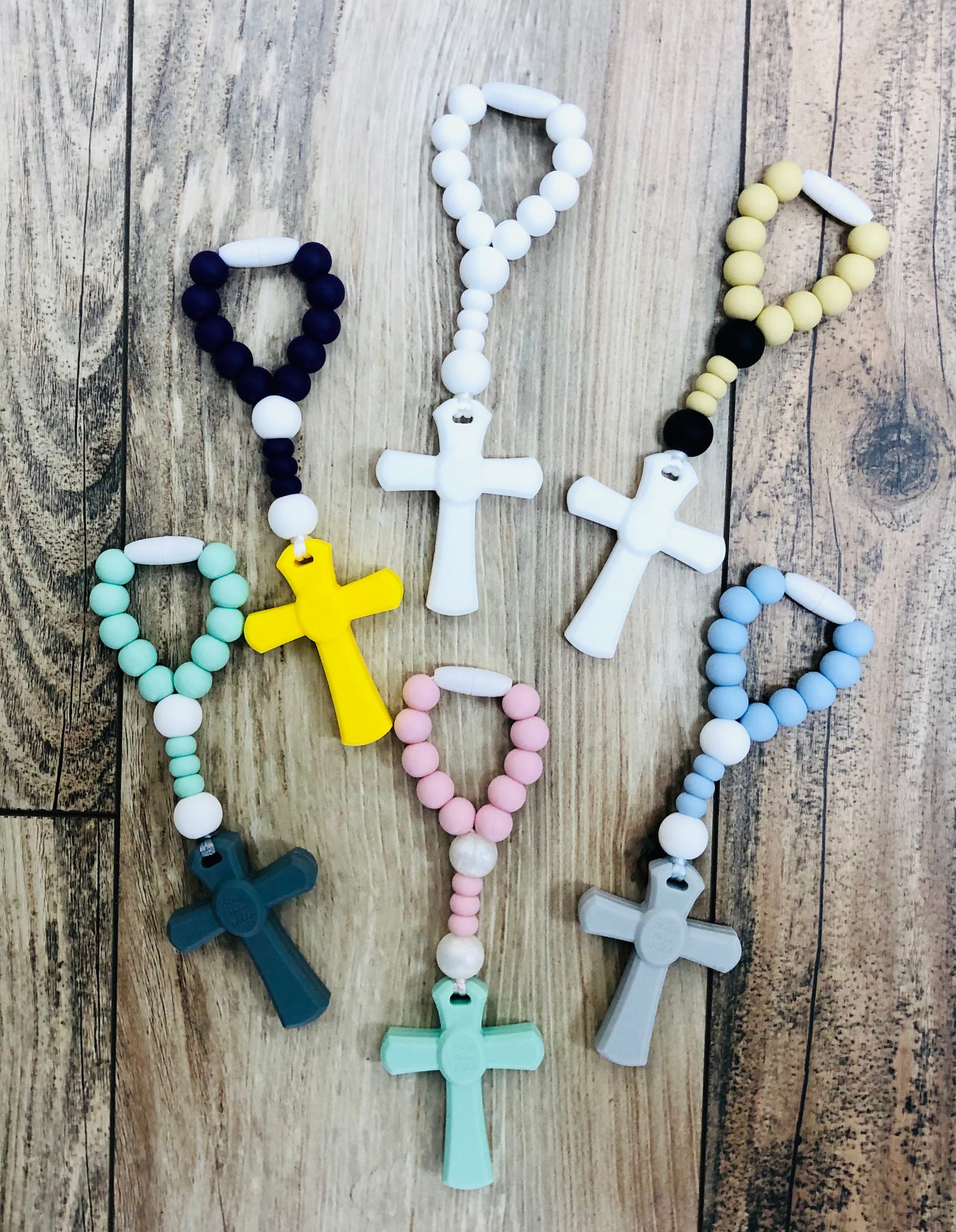 Teething Rosary, Decade, Mint Quartz Pink NOLA Gifts and Decor